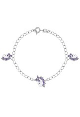 lovely small enamel CZ unicorn silver baby bracelet